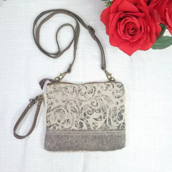 Myra Handbags Dual Strap Small Bag S-1150 NWT Two Tone With Hair Hide - Picture 1 of 10